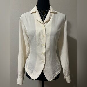 Anna And Frank Cream Button-Down Shirt 100% silk